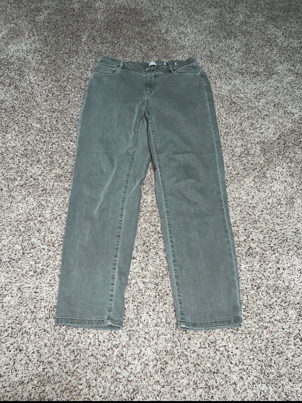 J. Jill Denim Olive Green Pull-On Straight Leg Jeans Size 16